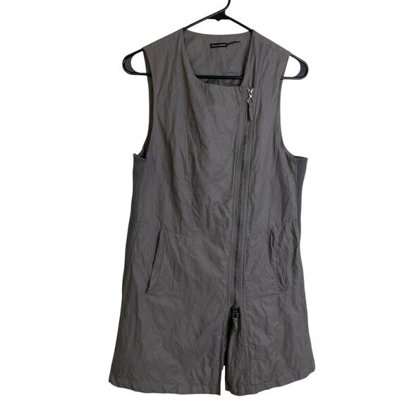 Stella Carakasi Vest Womens Small Gray Jacket Asymmetrical Zip Pockets Ribbed * - Picture 1 of 9